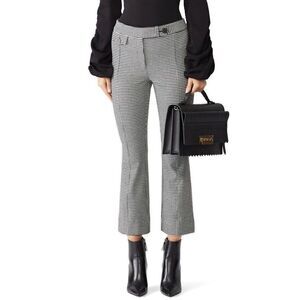 DEREK LAM 10 Crosby Pants Womens 0 Gingham Flare Trousers Blue Mid Rise Crop